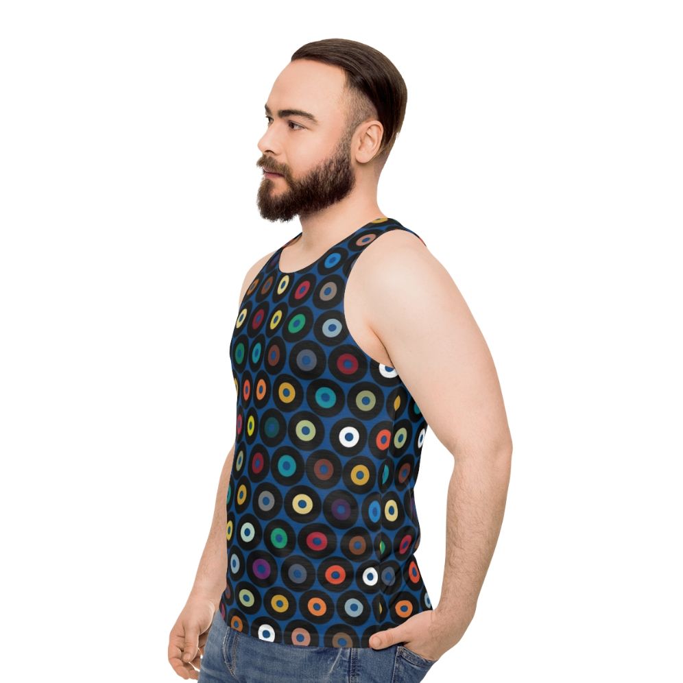 Retro unisex tank top with multicolor graphic design - men side