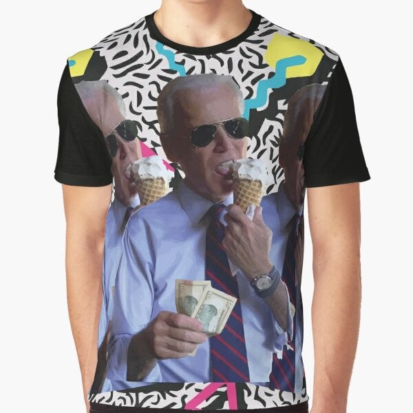 President Joe Biden Graphic T-Shirt with Vaporwave Aesthetic