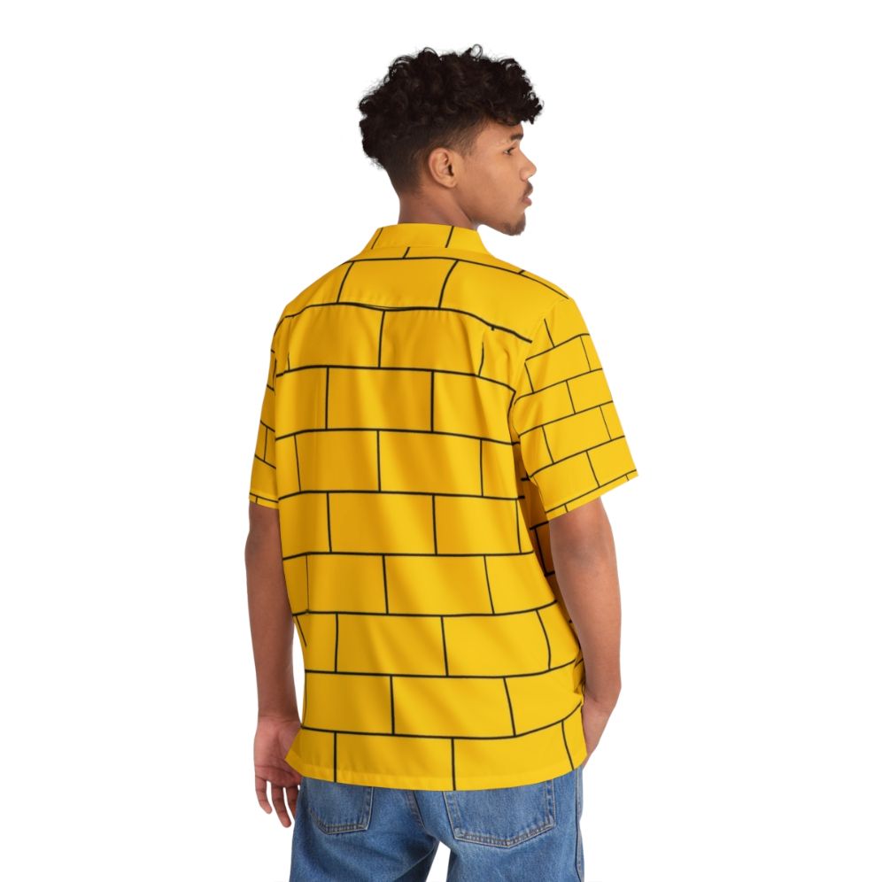 Yellow Hawaiian shirt with brick pattern design - People Back