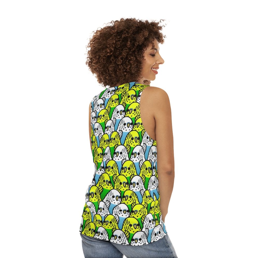 Too Many Birds Budgie Squad Unisex Tank Top - women back