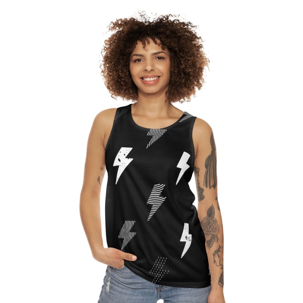 Unisex geometric thunder pattern tank top - women