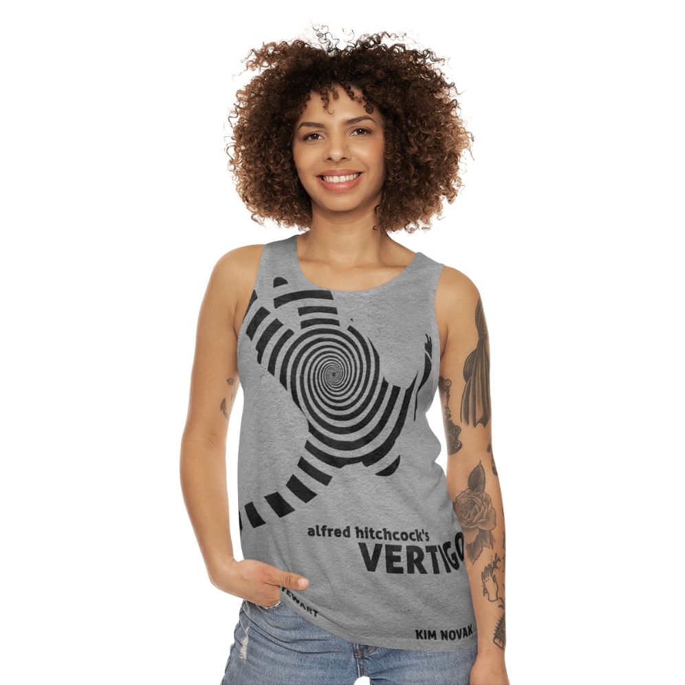 Vertigo Unisex Tank Top with Minimalist Movie Design - women