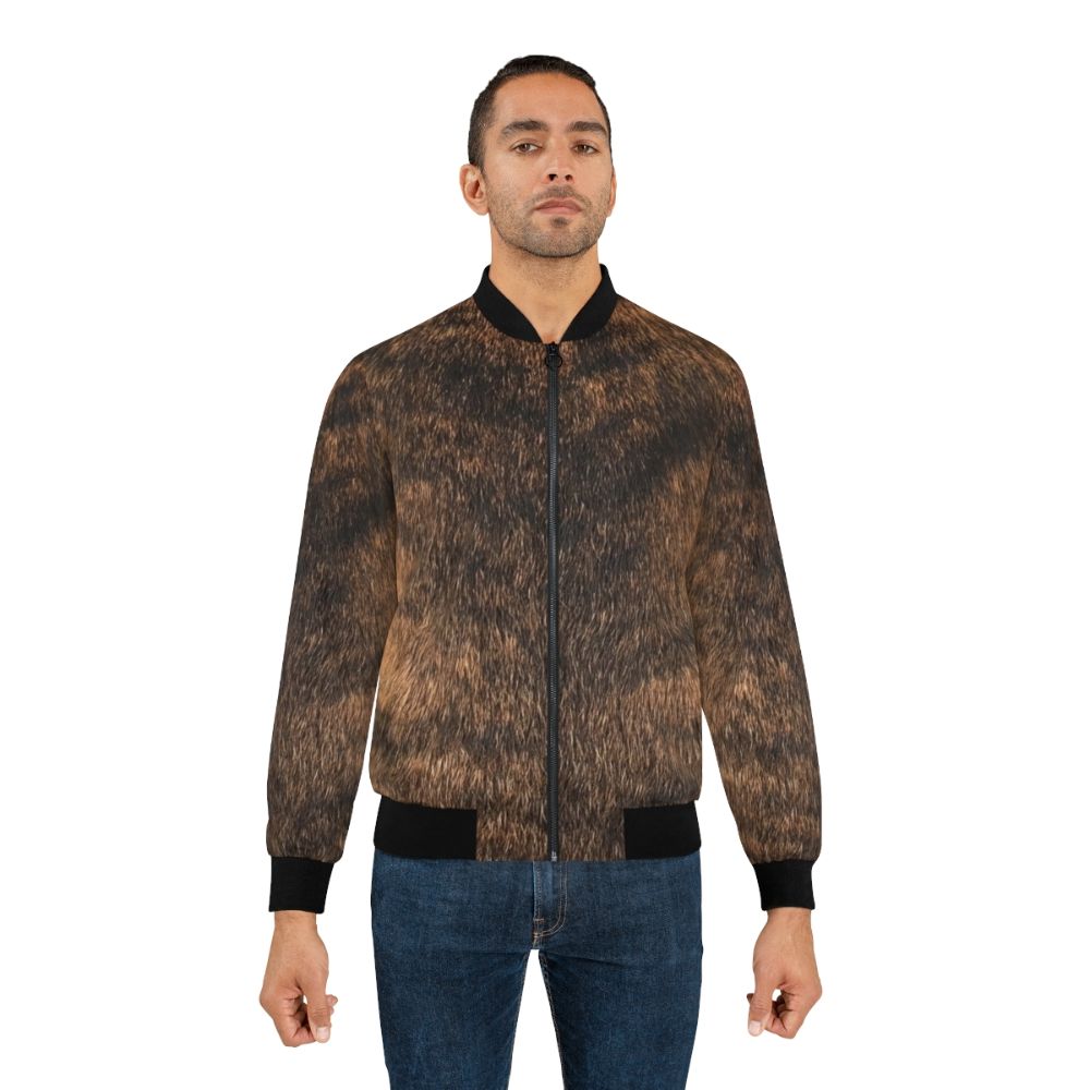 Brindle animal print faux fur bomber jacket for dogs - Lifestyle