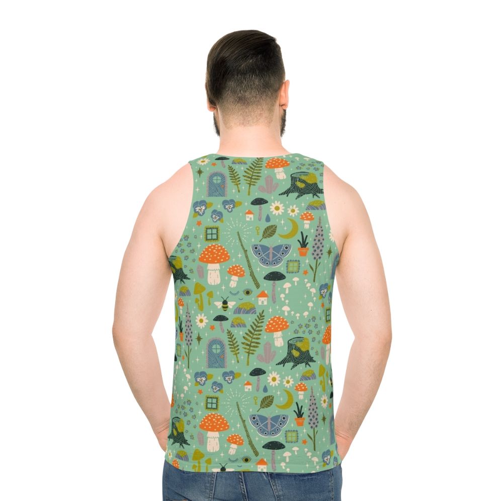 Fairy Garden Unisex Tank Top with Whimsical Floral Pattern - men back