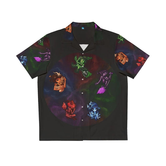 Witch Aliens Hawaiian Shirt with Cosmic Botanical Print