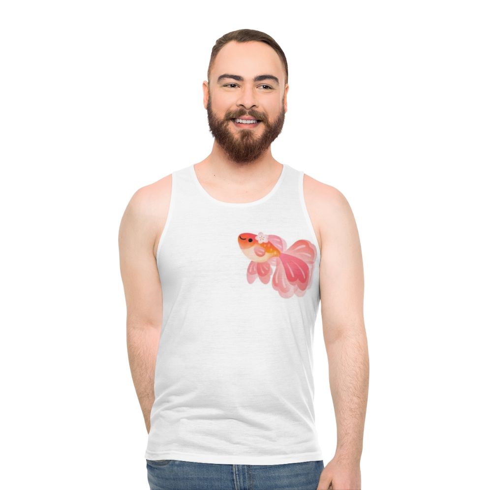 Cherry Blossom Goldfish Unisex Tank Top - men