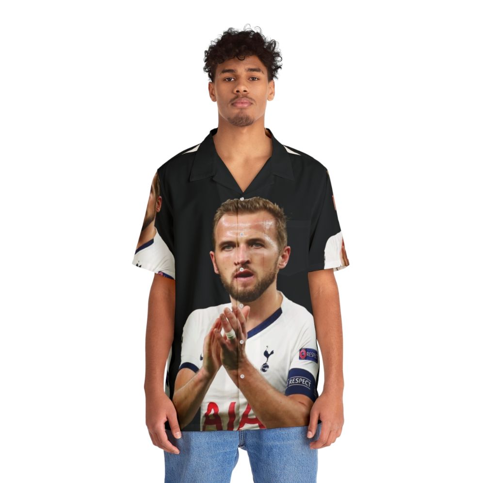 Harry Kane wearing a tropical Hawaiian shirt - People Front