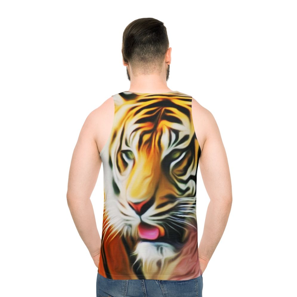 Unisex tank top with a graphic tiger design - men back