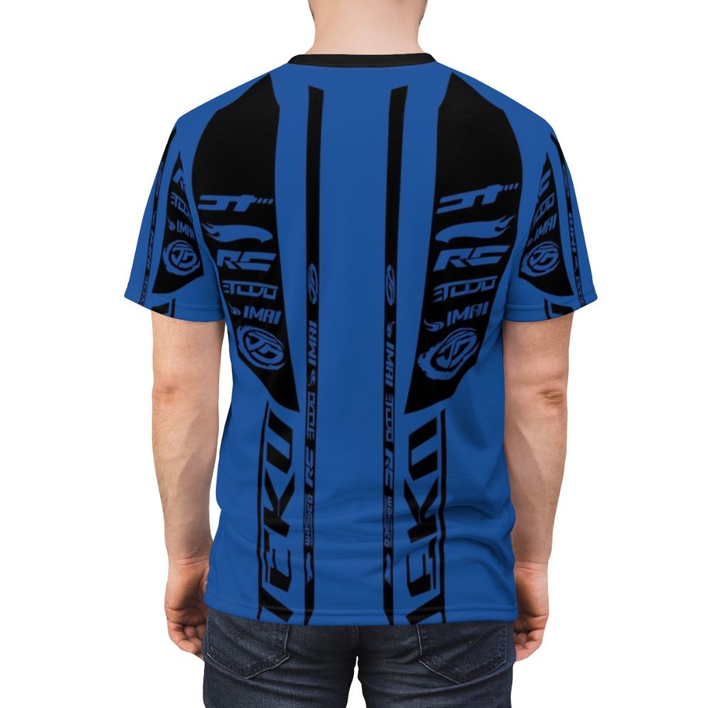 Teku-inspired AOP t-shirt with Chicane design, featuring Hot Wheels Acceleracers elements. - men back