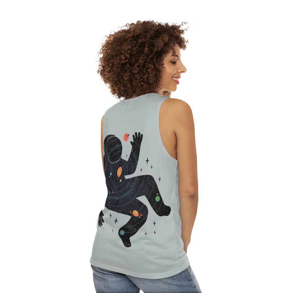 Unisex tank top with minimalist space design - women back