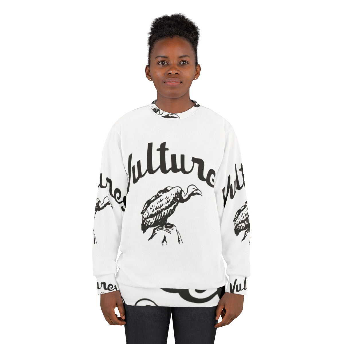 Blondie's Vultures graphic printed on a grey sweatshirt - women