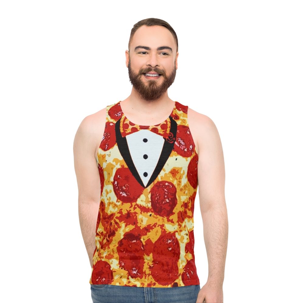 Pepperoni pizza tuxedo unisex tank top - men