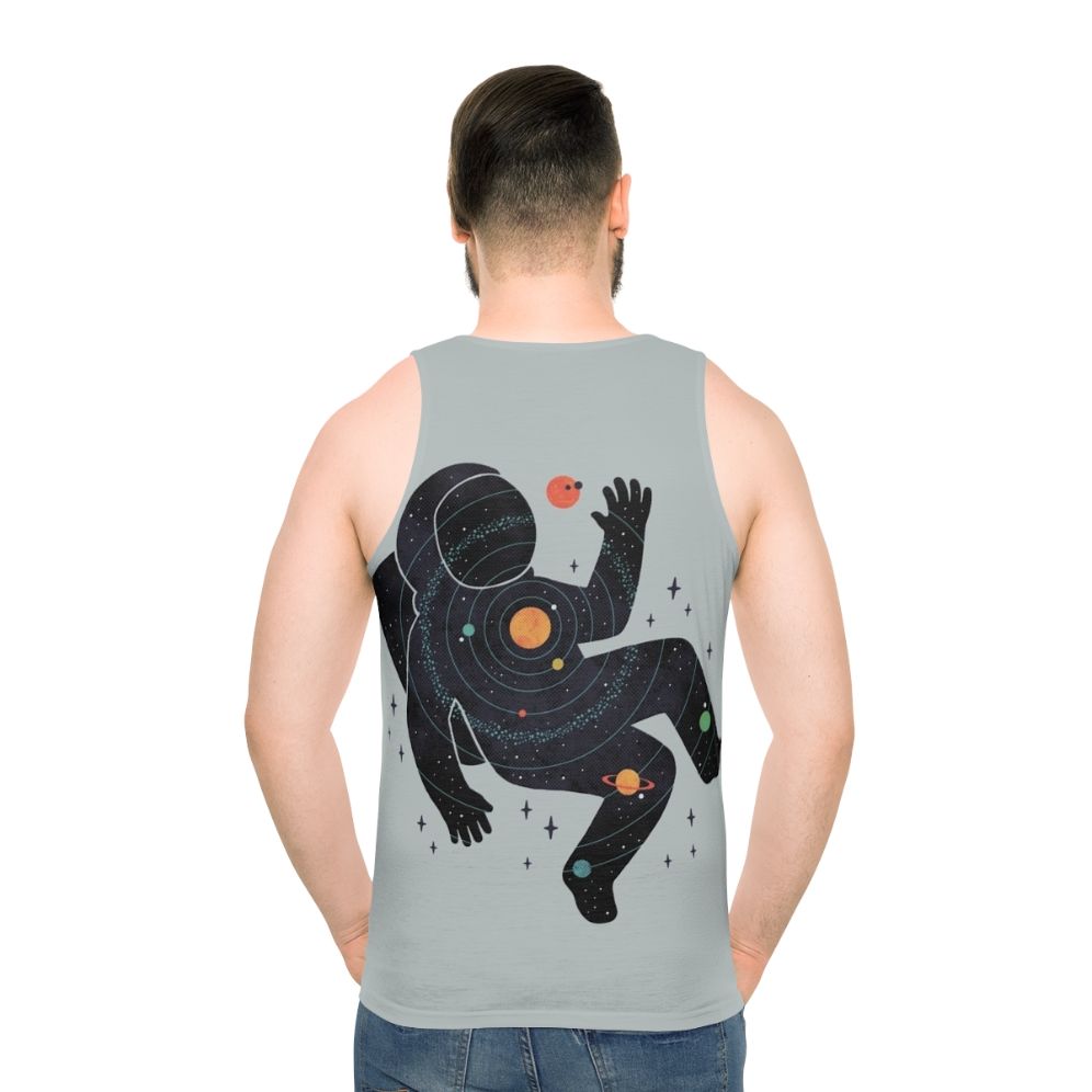 Unisex tank top with minimalist space design - men back