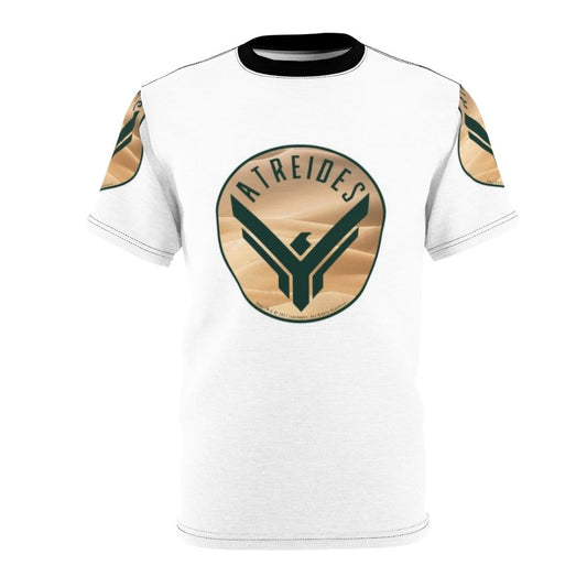 Dune-inspired AOP t-shirt featuring the Atreides house symbol and science fiction elements