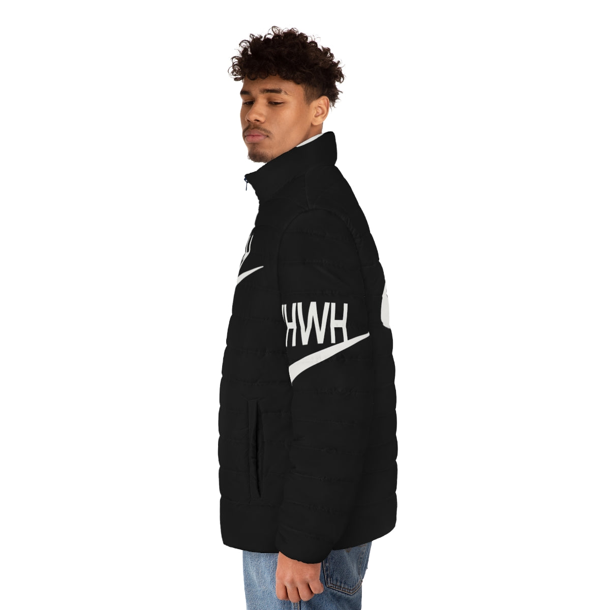 YHWH Sports Logo Puffer Jacket - Christian Activewear for Teens - men side left