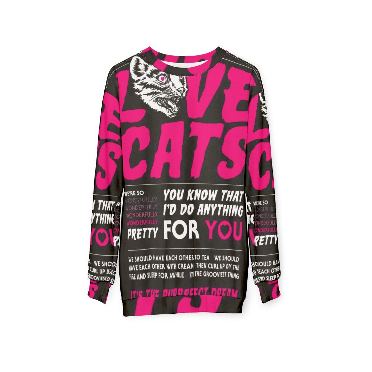 Love Cats Gothic Punk Rock Sweatshirt - hanging