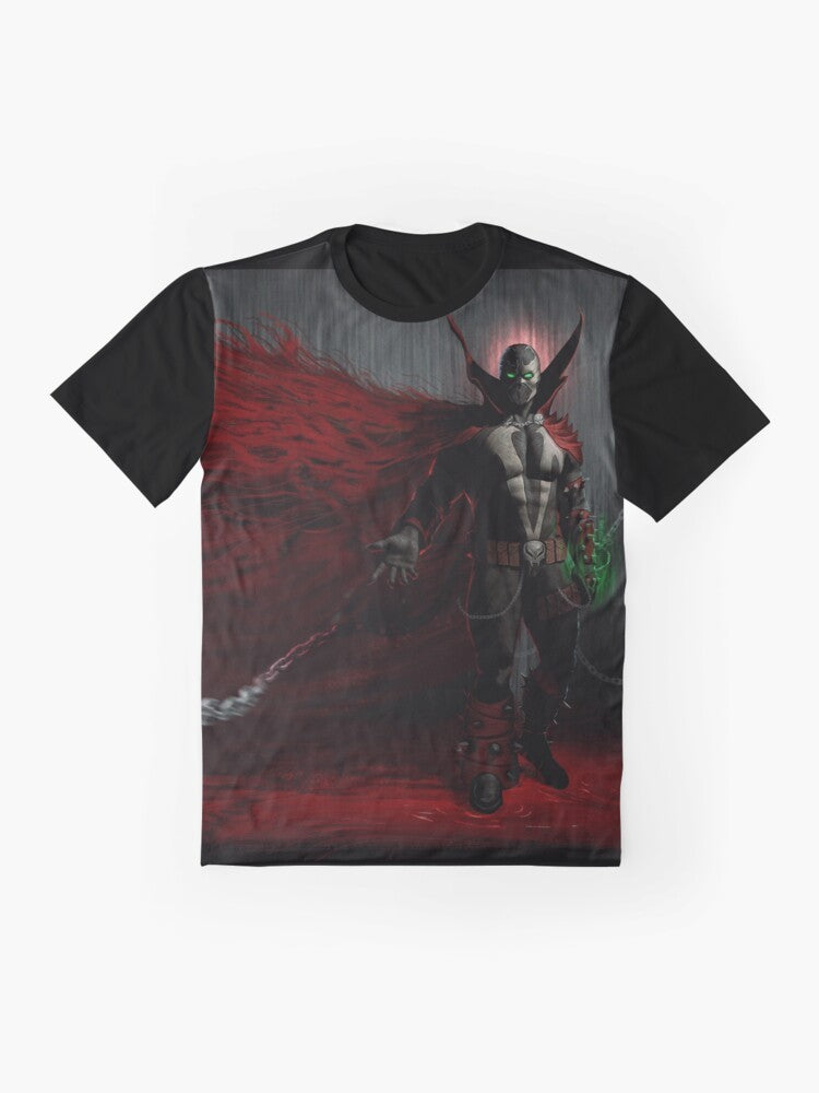 Spawn comic book-inspired graphic t-shirt with fantasy art design for Mortal Kombat 11 fans - Flat lay