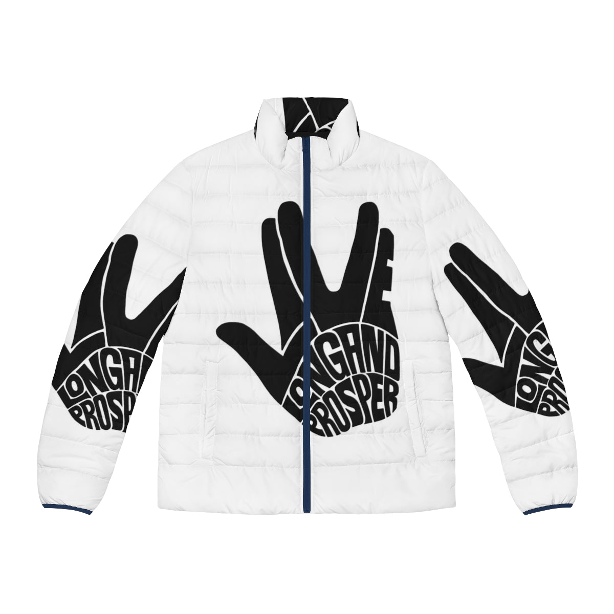 Star Trek Live Long and Prosper Puffer Jacket with Spock's iconic hand gesture