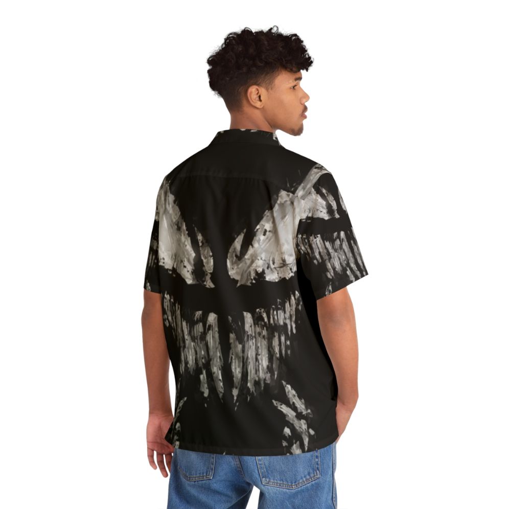 Alien Symbiote Hawaiian Shirt with Venomous Snake Print - Flat lay