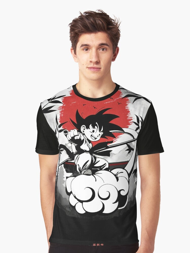 A graphic t-shirt featuring the iconic character Goku from the anime series Dragon Ball Z. - Men