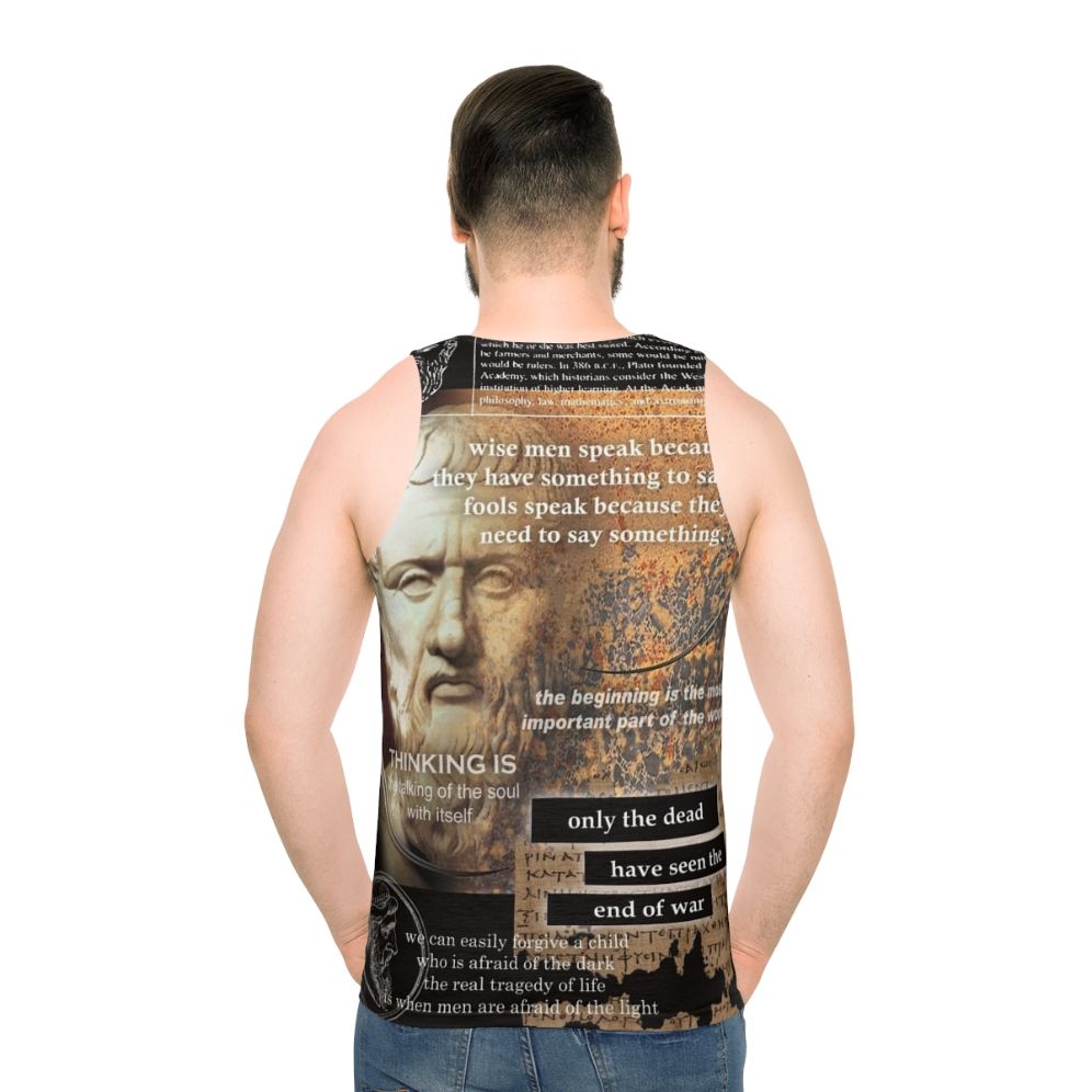 Plato Unisex Tank Top featuring Greek philosopher design - men back