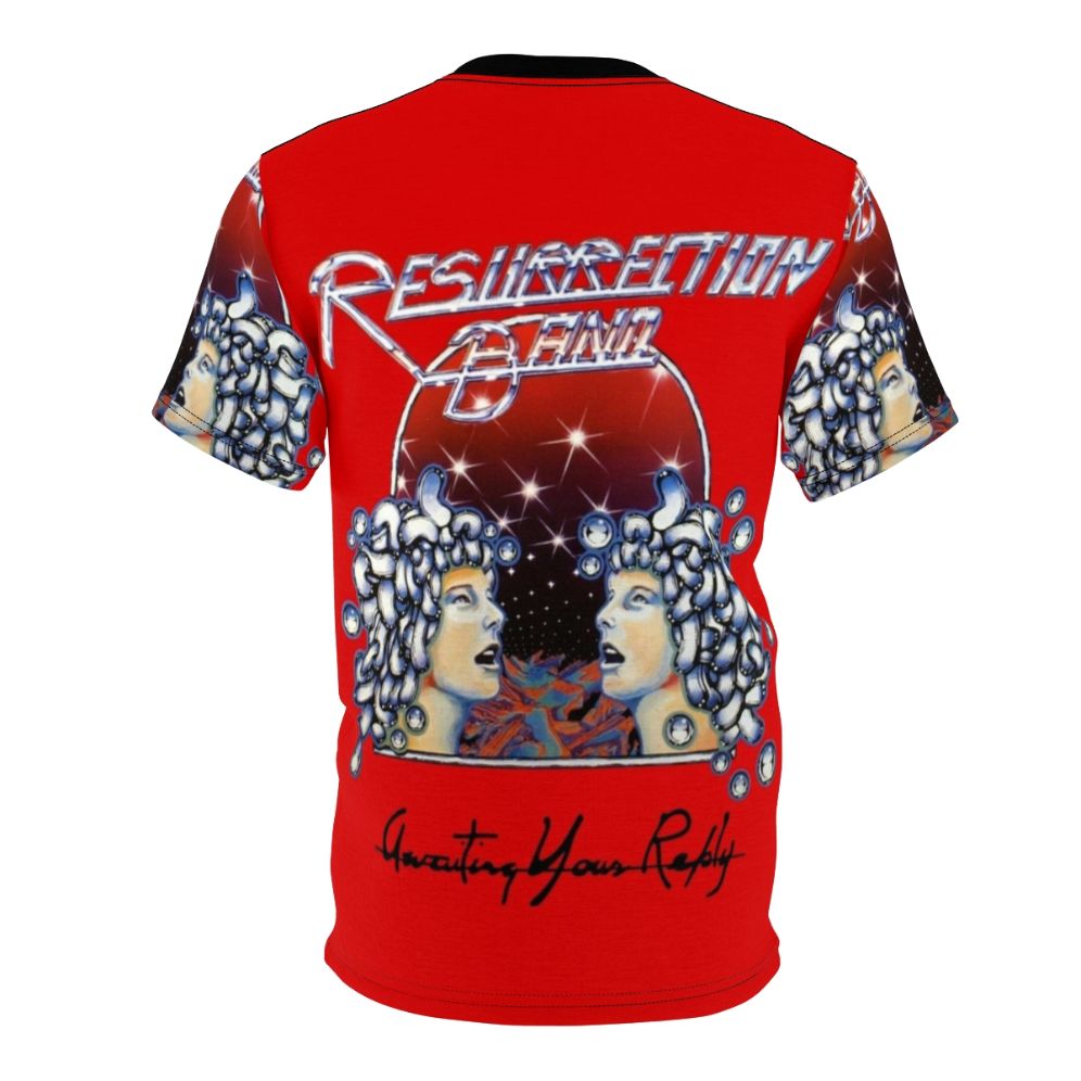 Resurrection Band Inspired Christian T-Shirt with Awaiting Your Reply Design - Back