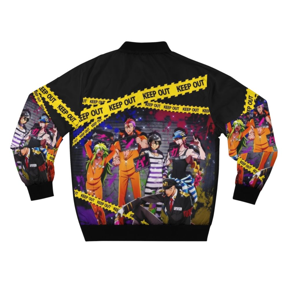 Nanbaka anime-inspired bomber jacket featuring characters from the series - Back