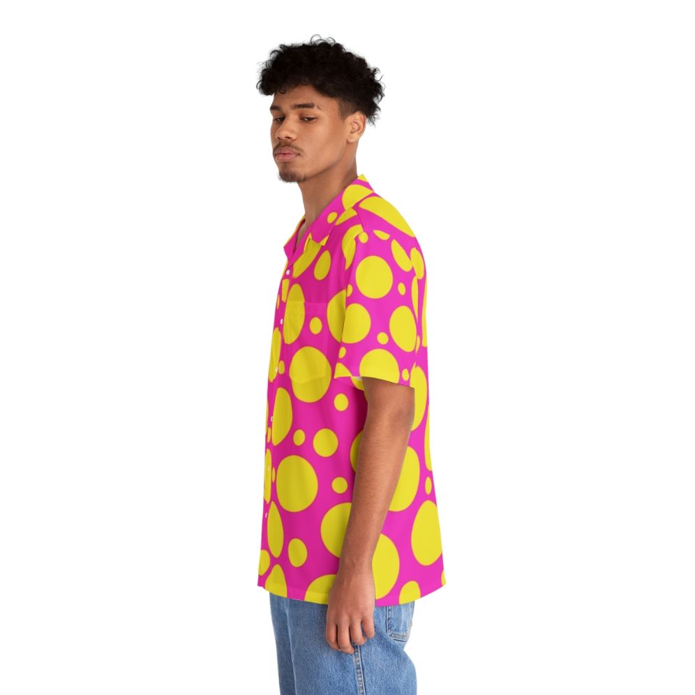 Colorful polka dot Hawaiian shirt in bright pink and yellow - People Left