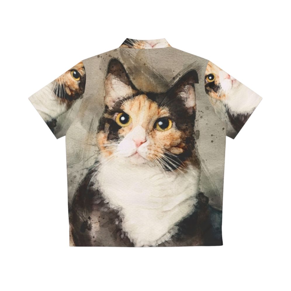 Calico Cat Watercolor Hawaiian Shirt - Back