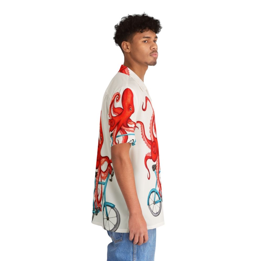 Cycling Octopus Hawaiian Shirt with Octopus Bicycle Design - People Pight