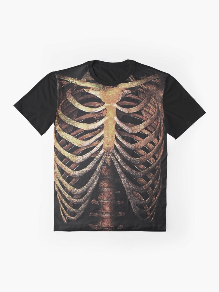 Rib Cage Graphic T-Shirt featuring a trendy skeleton design from Sardinia, Italy. - Flat lay