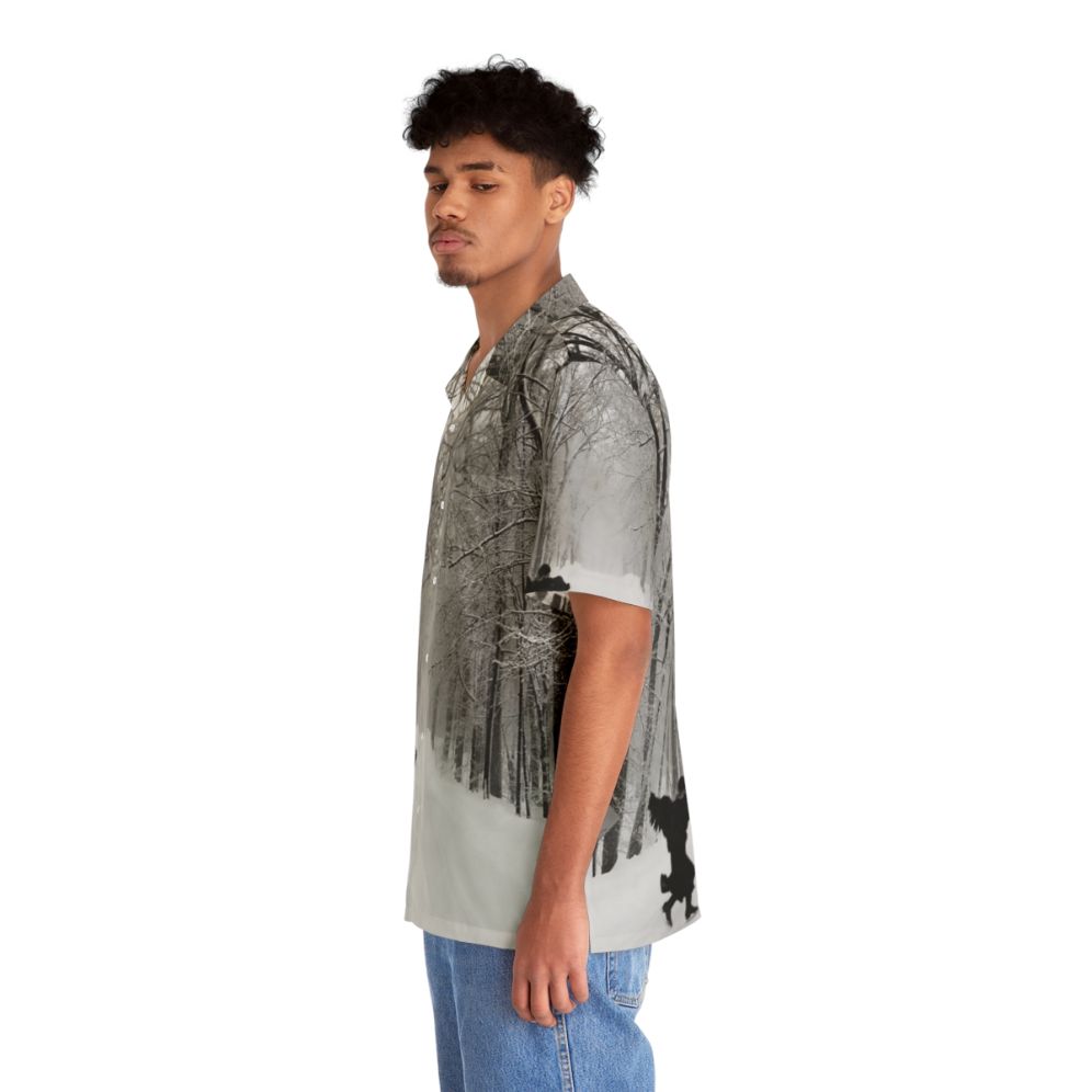 Black Crow Hawaiian Shirt with Nature-Inspired Retro Design - People Left