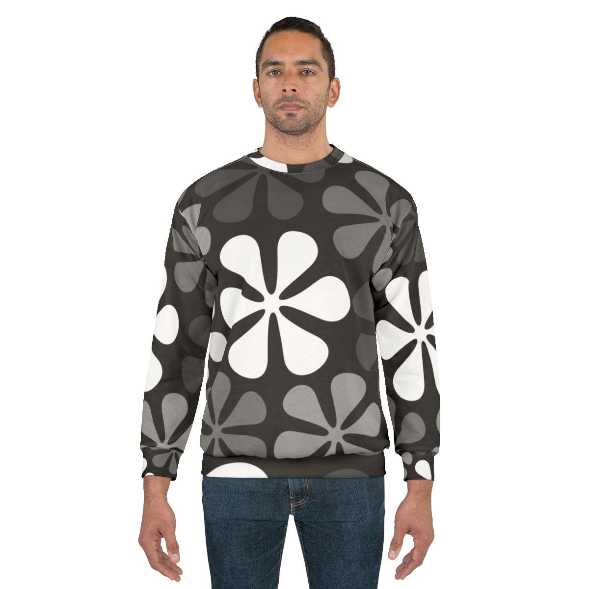 Abstract Flowers Monochrome Sweatshirt - men