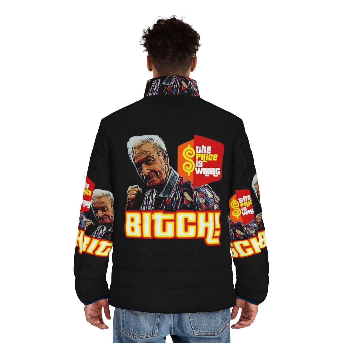 The Price Is Wrong Puffer Jacket with Christmas Vacation inspired design - men back