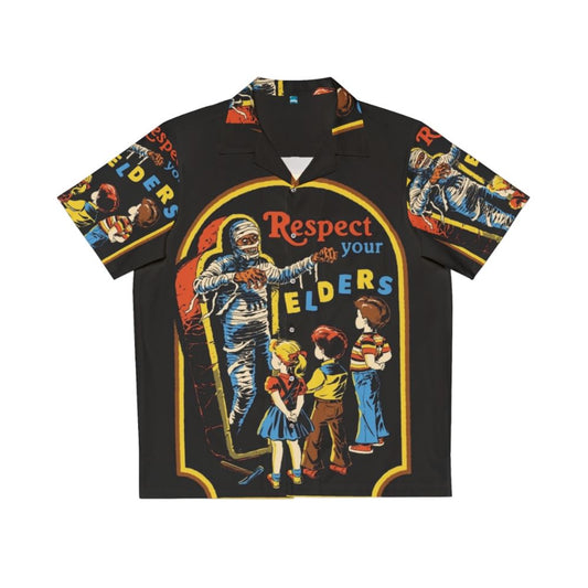 Respect Your Elders Vintage Hawaiian Shirt with Mummy Horror Design