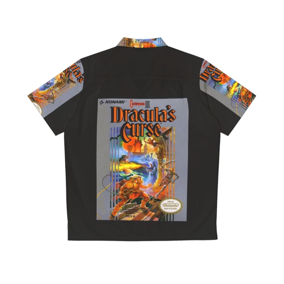 Castlevania Dracula's Curse Hawaiian Shirt featuring retro gaming horror design - Back