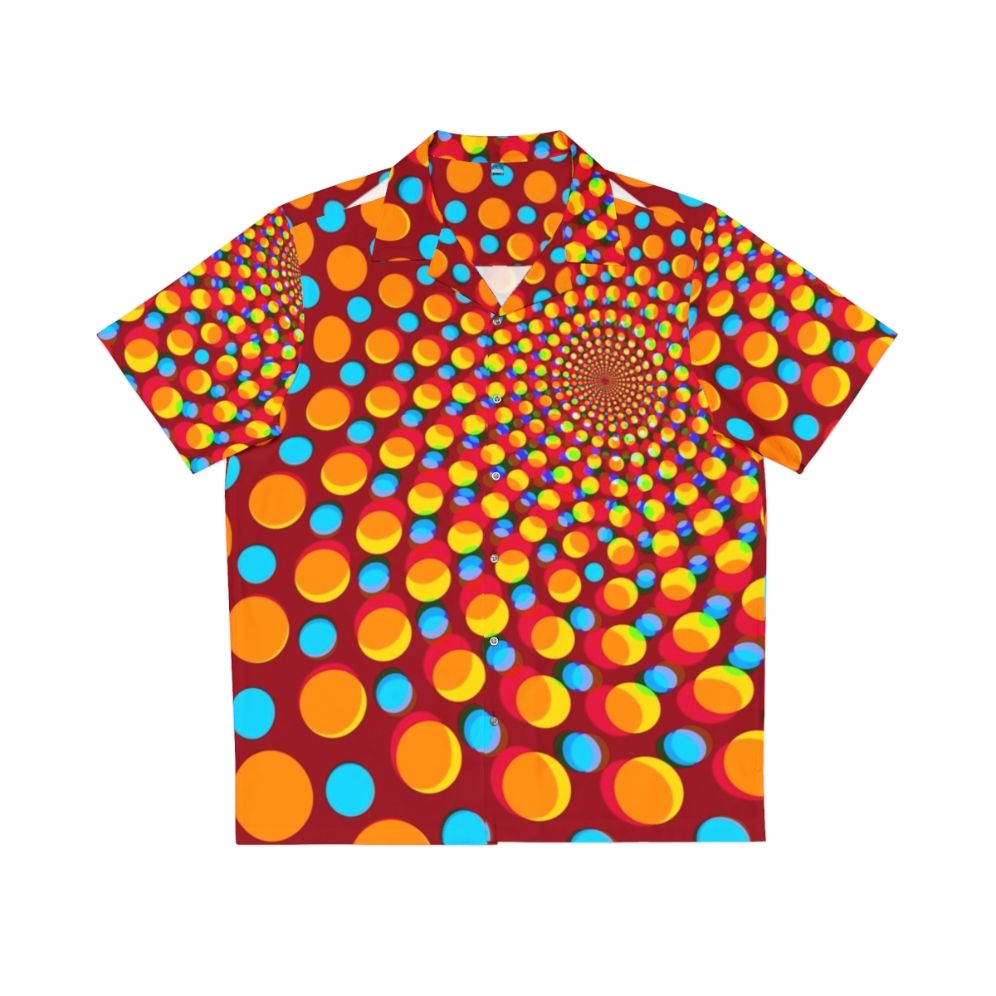 Retro rave Hawaiian shirt with psychedelic optical illusion pattern