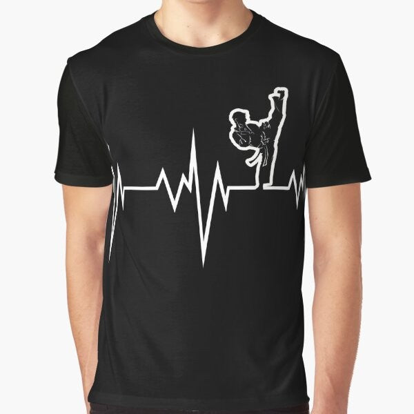 Taekwondo heartbeat graphic t-shirt with Korea martial arts design