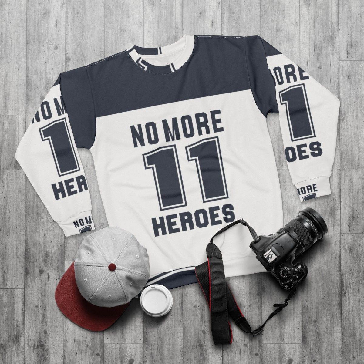 Dark Blue No More Heroes Sweatshirt - flat lay