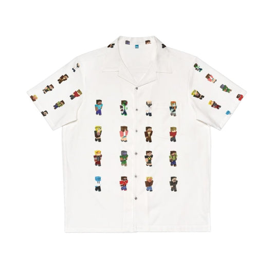 Hermitcraft Hawaiian Shirt featuring Minecraft characters and graphics