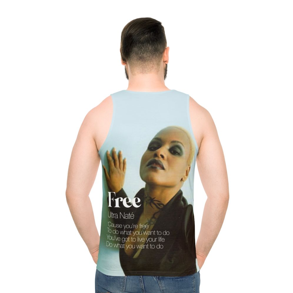 Unisex house music-inspired colorful tank top - men back