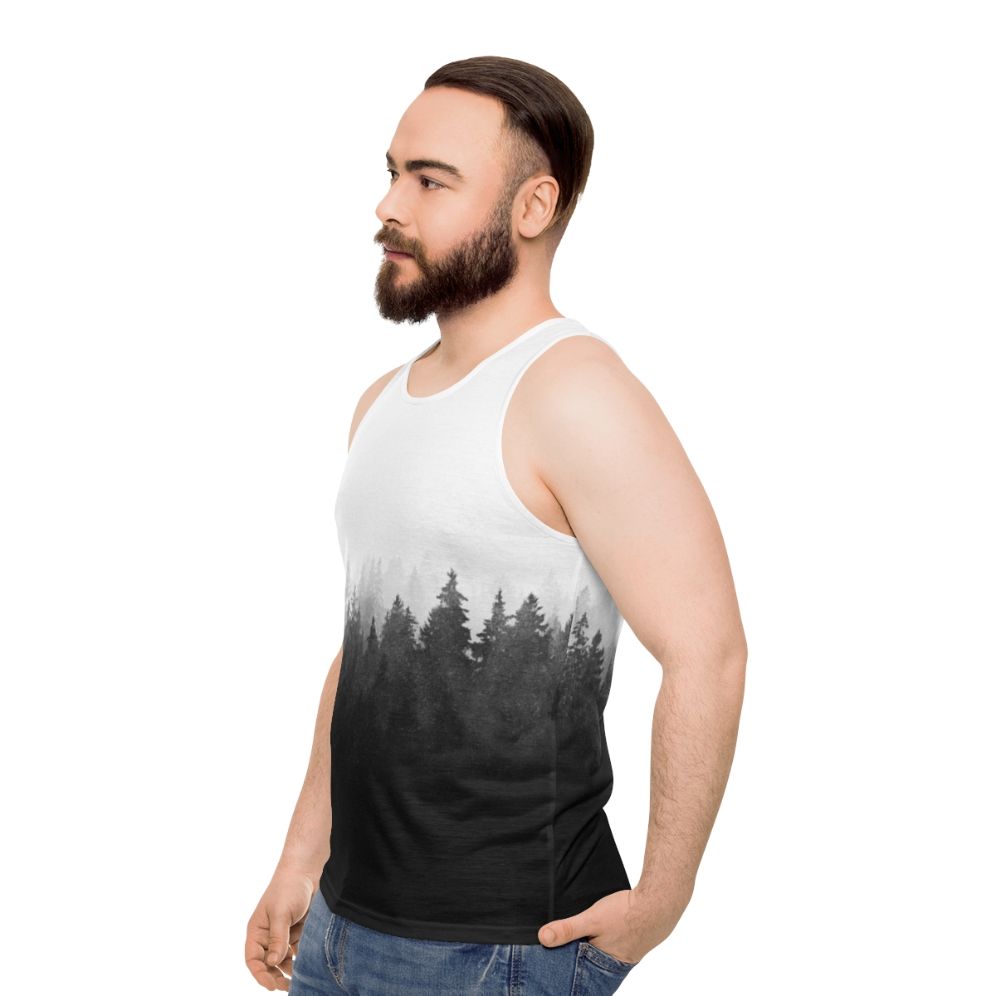 Wilderness Unisex Tank Top featuring a nature landscape design - men side