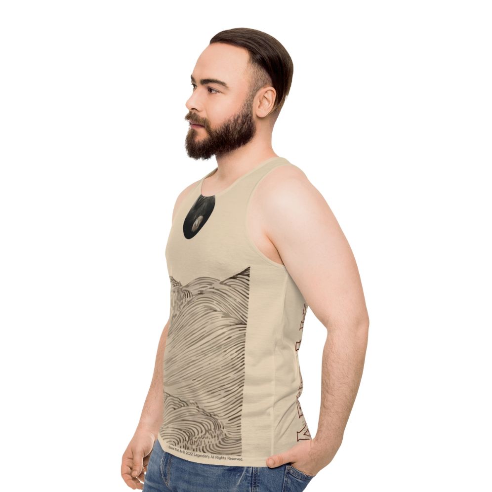 Dune inspired unisex tank top with desert landscape design - men side