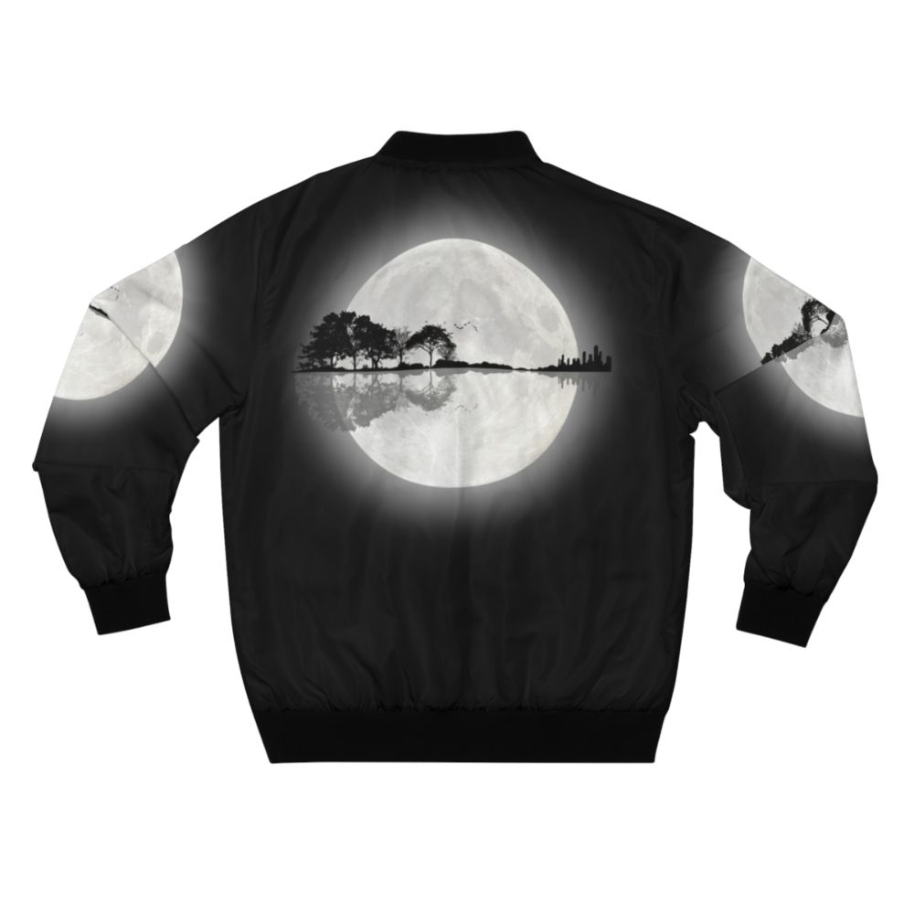 Minimalist bomber jacket with a nature and guitar silhouette design - Back