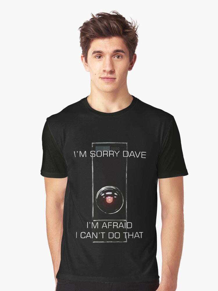 "I'm Sorry Dave" graphic t-shirt featuring the iconic HAL 9000 from the 2001: A Space Odyssey movie by Stanley Kubrick. - Men