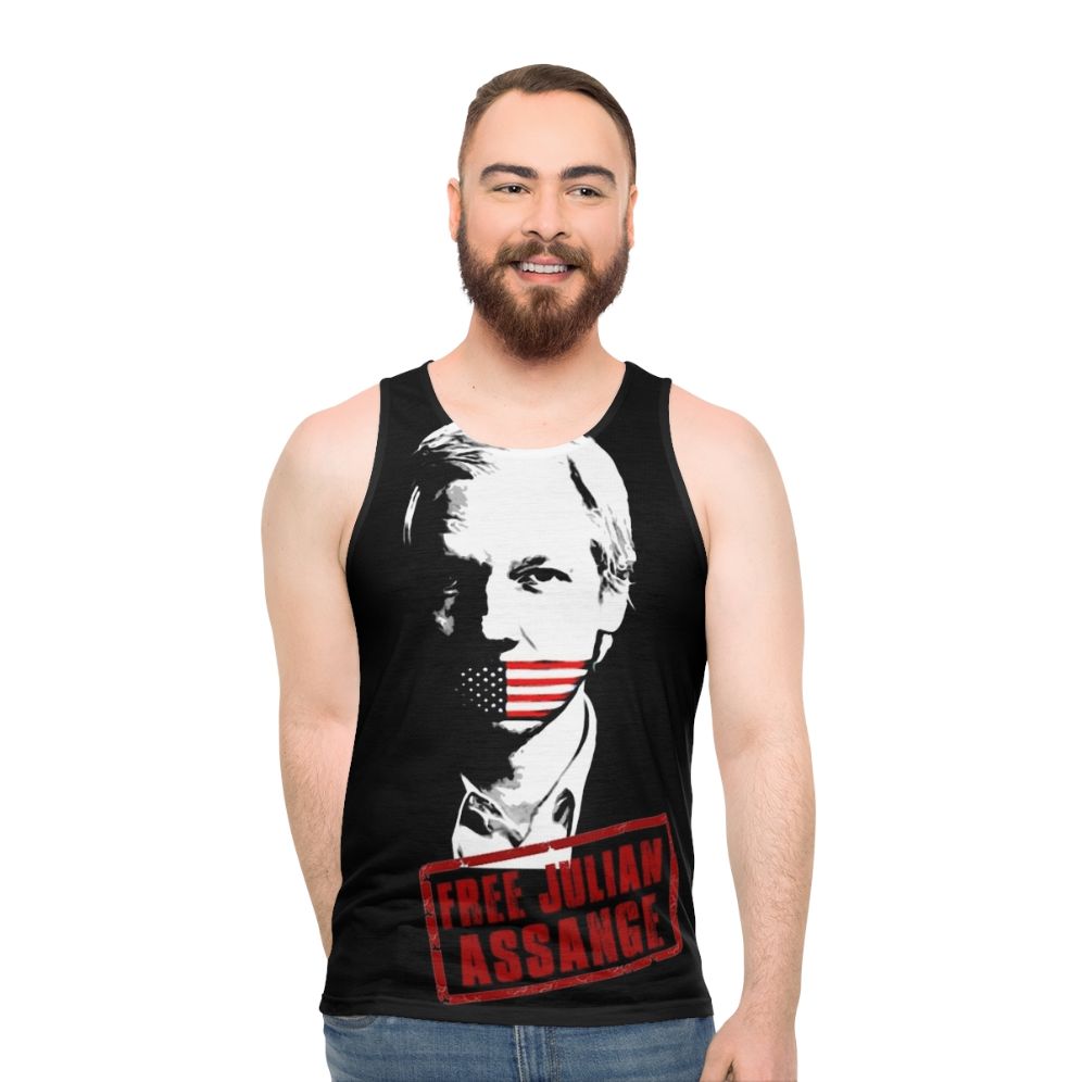 Free Julian Assange Unisex Tank Top - men