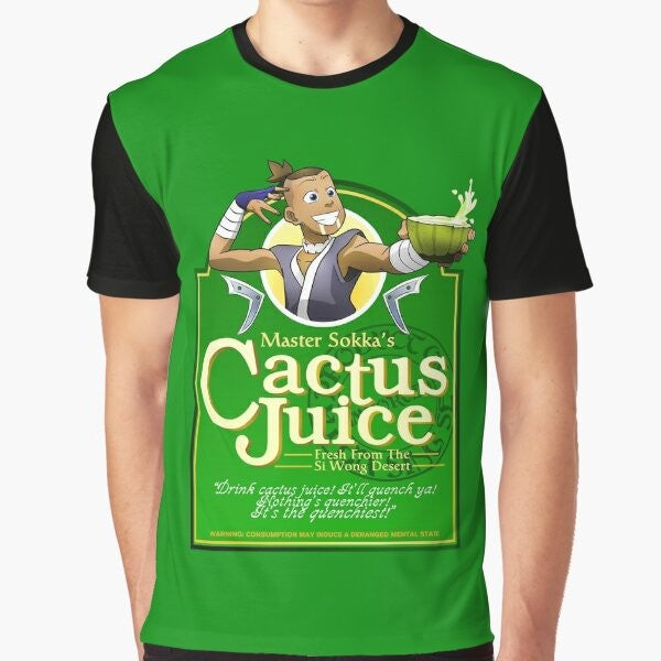 Sokka's Cactus Juice Graphic T-Shirt featuring the iconic Avatar: The Last Airbender character and his favorite quenchiest drink