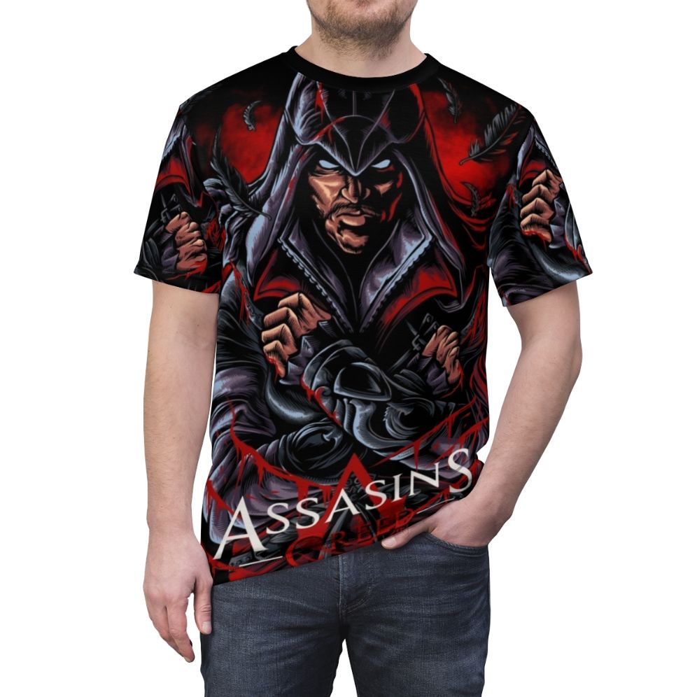 Ezio Auditore inspired all-over-print T-shirt for Assassin's Creed fans - men front