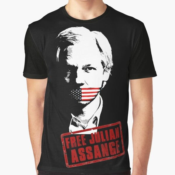 Free Julian Assange graphic t-shirt with Wikileaks logo and text "Truth"