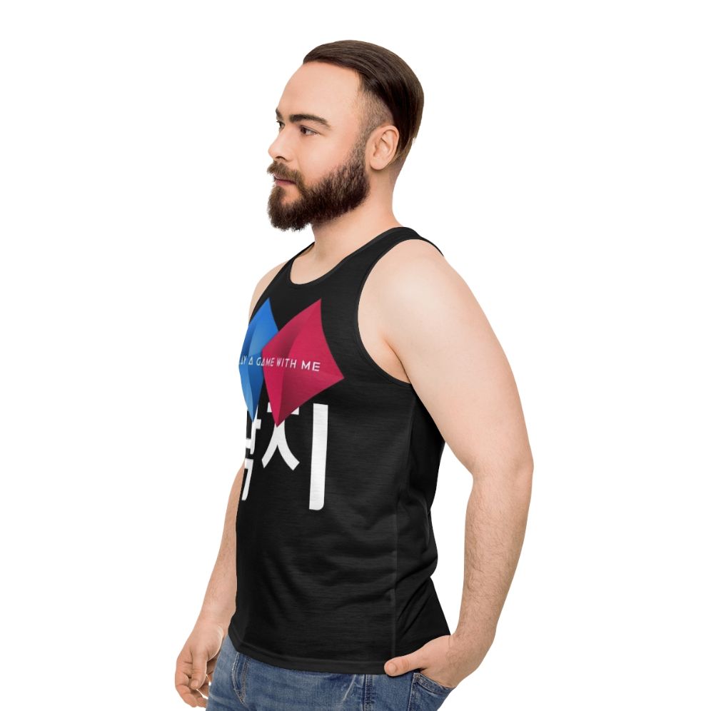 Squid Game Unisex Tank Top with Ddakji Design - men side